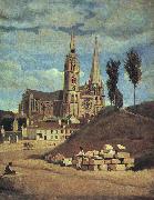  Jean Baptiste Camille  Corot Chartres Cathedral oil on canvas